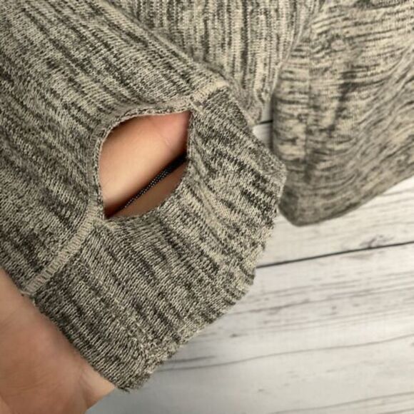 Athleta Top Blissful Cowl Neck Sweater Heather Gray Womens Small Tall Drawstring - Picture 8 of 9